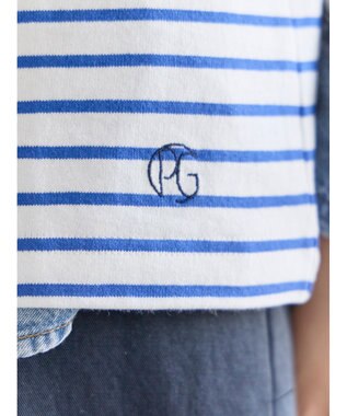 Te chichi ショルダー釦ボーダーカットソー ブルー