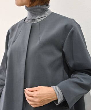 muuc トリプルクロス ノーカラージャケット｜軽くてふっくらした三重織り生地・セットアップ可能 グレー