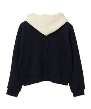 WEGO バイカラーニットジップパーカー ネイビー