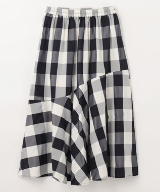 ANY L 【洗濯機可能/ウエストゴム】ビックチェックマーメイドスカート オフ×ブラックブロックチェック