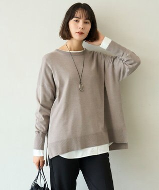 UNFILO L マイビューティニット ワイドクルーネック モカ