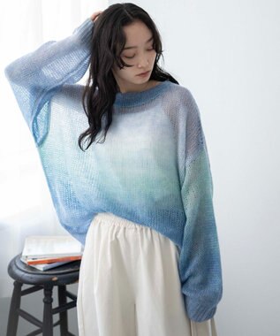 WEGO グラデーションメッシュニット ブルー