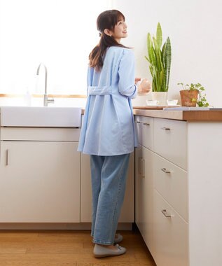 Tiaclasse 【安田美沙子さん/小倉優子さん着用】【洗える】ストレッチワイドデニム ブルー