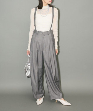 Green Parks サスペンダー付タックパンツ Gray