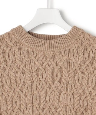 J.PRESS YORK STREET 【UNISEX】アランケーブル クルーネック ニット キャメル系