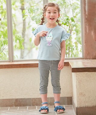 ANY KIDS 接触冷感 ミラクルスパンコール Tシャツ サックスブルー系