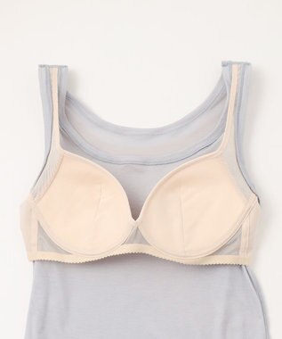 自由区 【ワコールコラボ】【洗える】シアーボーダー ニット グレー