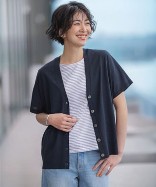J.PRESS LADIES COOL VIS/CO Vネック カーディガン
