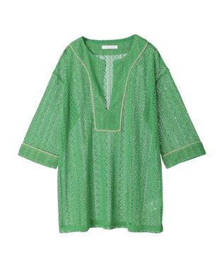 Green Parks カフタンレース７分袖ブラウス Green