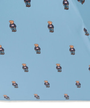 MOONBAT POLO RALPH LAUREN 晴雨兼用日傘 長傘 ポロベアプリント／一級遮光 遮熱 UV サックスブルー＆ベアＰｔ×オフ