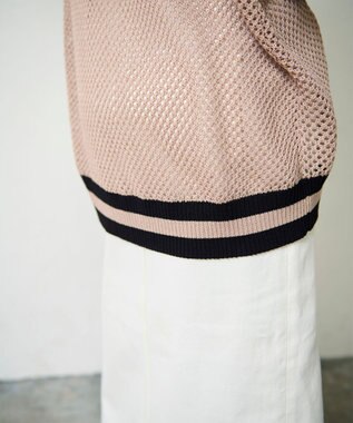 GRACE CONTINENTAL メッシュラインニットフーディ ベージュ