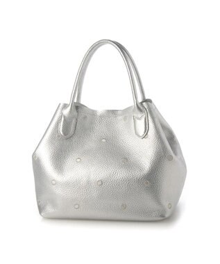 UNBILLION ペルケ perche / 牛革ドット刺繍トートバッグ ライトシルバー