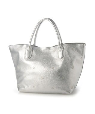 UNBILLION ペルケ perche / 牛革ドット刺繍トートバッグ ライトシルバー