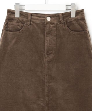 23区 【洗える】23区DENIM ベルベットストレッチ Aライン スカート モカ