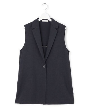 ICB L ミックスブッチャー バックスリットジレ ネイビー