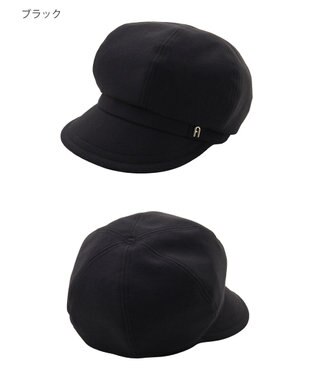 MOONBAT 【遮光100％/遮熱/UVカット】FURLA(フルラ)アーチロゴ キャスケット 帽子 無地 サイズ調整可能/手洗い可能/日本製 ブラック