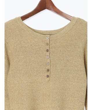 Te chichi ヘンリーネックマーブルニット イエロー