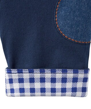MIKI HOUSE HOT BISCUITS 【80-120cm】折り返しチェック 6分丈パンツ 紺