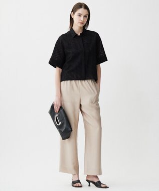 ICB 【洗える】ゼブラシアーJQ クロップドシャツ ブラック系