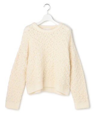 23区 【GOLD LABEL】ウールスラブパフステッチ クルーネック 編み柄 ニット