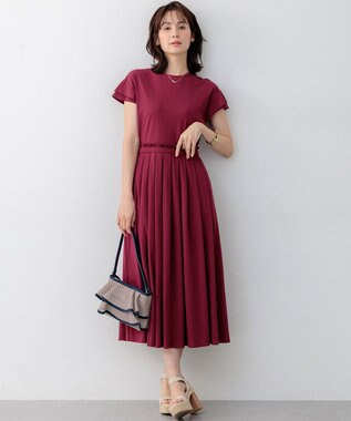 組曲 【先行予約】サマージャージーフィットアンドフレア ワンピース ガーネット系
