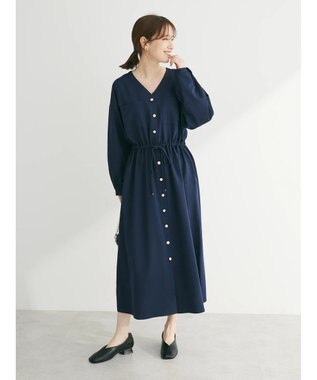 Green Parks ・ＥＬＥＮＣＡＲＥ　ＤＵＥ　Ｖネックイロイロ釦ワンピース Navy