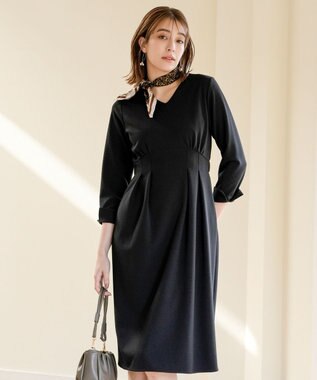 Tiaclasse 【洗える】ハイストレッチジョーゼットワンピース ブラック