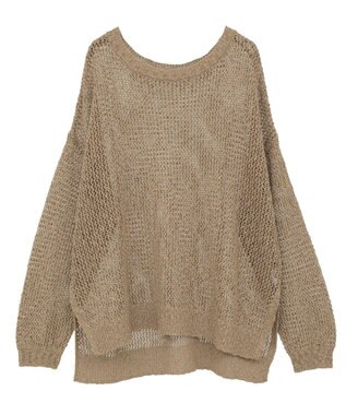 YECCA VECCA スラブメッシュルーズニット Camel