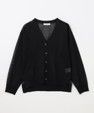 ANY L 【洗濯機可/接触冷感/アンチピリング】シアーニットVネックカーディガン ブラック