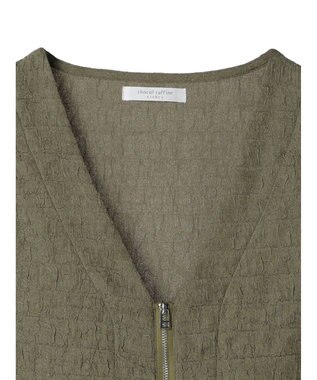 Green Parks ジャガードペプラムＺｉｐベスト Khaki