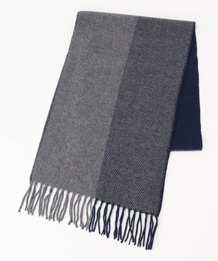 JOSEPH ABBOUD 【ピュアカシミヤ/保温性/軽量】 ヘリンボーン ストール ネイビー系7