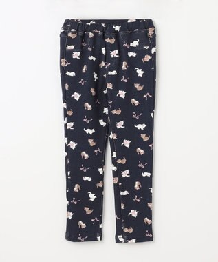 ANY KIDS 7days 裏シャギー 総柄 パンツ ネイビー系ネコ柄