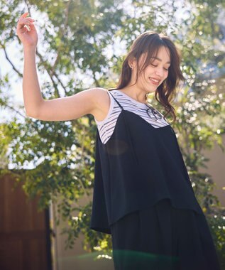 ANY テレコラウンドヘムタンクトップ ブルーベース