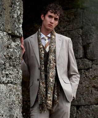 JOSEPH ABBOUD フラワークレストパターンペイズリー＿ストール マスタード系6