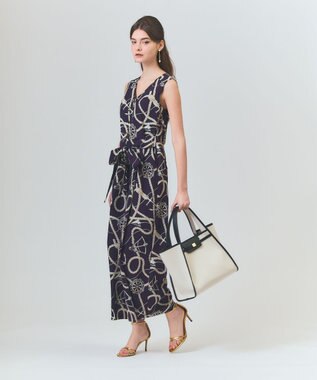 GRACE CONTINENTAL プリントオールインワン ネイビー