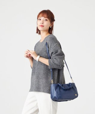 LA BAGAGERIE シープレザー ギャザーハンドル2wayラウンドトートバッグ