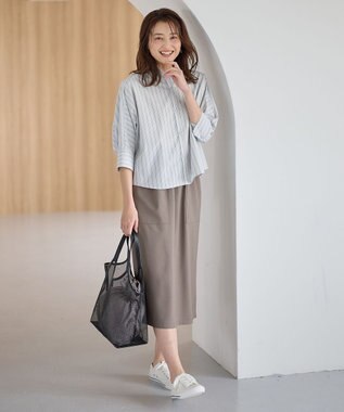 ANY L 【UVカット/抗菌防臭/速乾/手洗い可】エニィファンクション ストライプドルマンシャツ ブルーストライプ