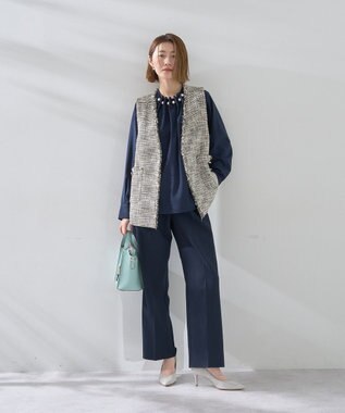 YECCA VECCA サイドベルテッドハイウエストパンツ Navy