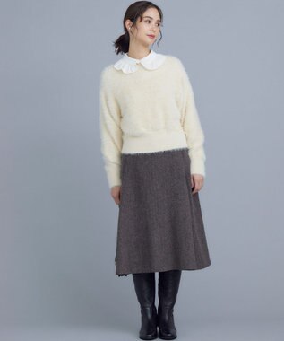 組曲 ナイロンファー ニット アイボリー系