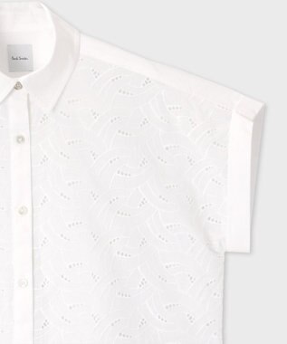 Paul Smith 【洗える】コットンレース 半袖シャツ ホワイト