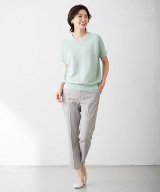 J.PRESS LADIES L 【WEB限定カラーあり・セットアップ対応・洗える・撥水・防汚】コットンFITTYシャーク テーパード パンツ ベージュ系