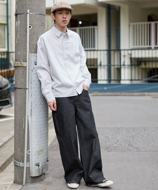 WEGO 【ユニセックス着用ITEM/MLサイズ展開】クロップドブロードシャツ ホワイトストライプ