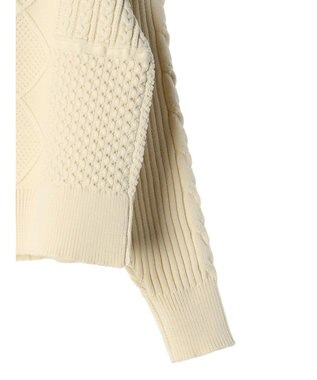 Green Parks ＫＢＦ　２ＷＡＹパッチワークニットカーディガン Off White