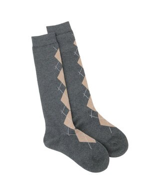 earth music&ecology アーガイルソックス Charcoal Gray