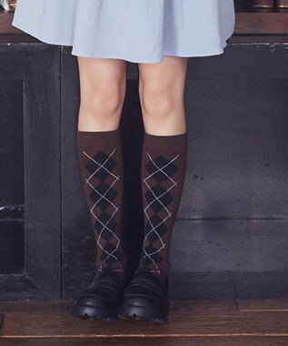 earth music&ecology アーガイルソックス Brown