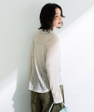 Green Parks 衿付きレースカットプルオーバー Light Gray