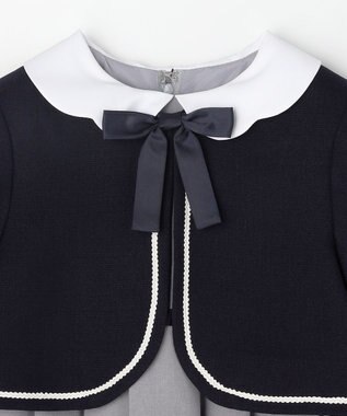 ANY KIDS 【2点セット】ノーカラー ボレロジャケット+襟付き ワンピース グレー