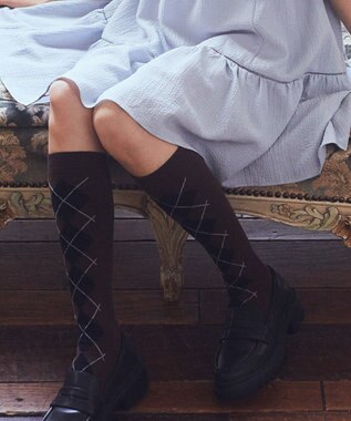 earth music&ecology アーガイルソックス Brown
