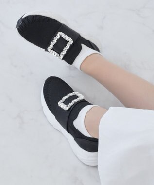 Bridget Birkin 【Bridget Birkin】ビジューバックルニットスニーカー ブラック