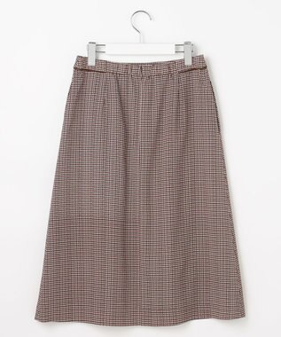 J.PRESS LADIES デシンハウンドトゥースプリント スカート ブラウン系